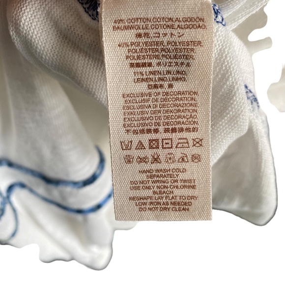 FREE PEOPLE White and Blue Sundance Kid Henley Top XSmall - Picture 14 of 15